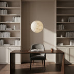 White Moon Pendant Light with FRP Fiber Shade and E26/E27 Socket
