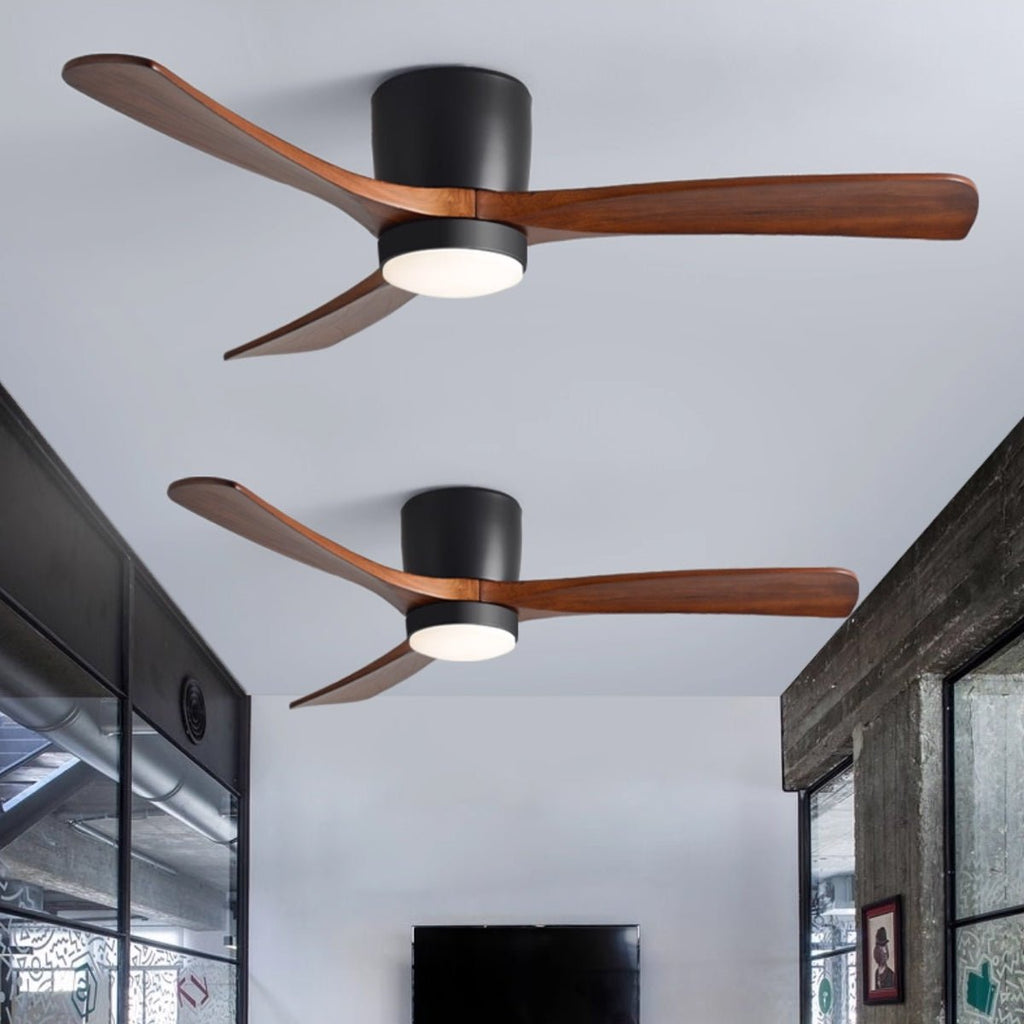 Modern Wooden Ceiling Fan with Remote Control and LED Light