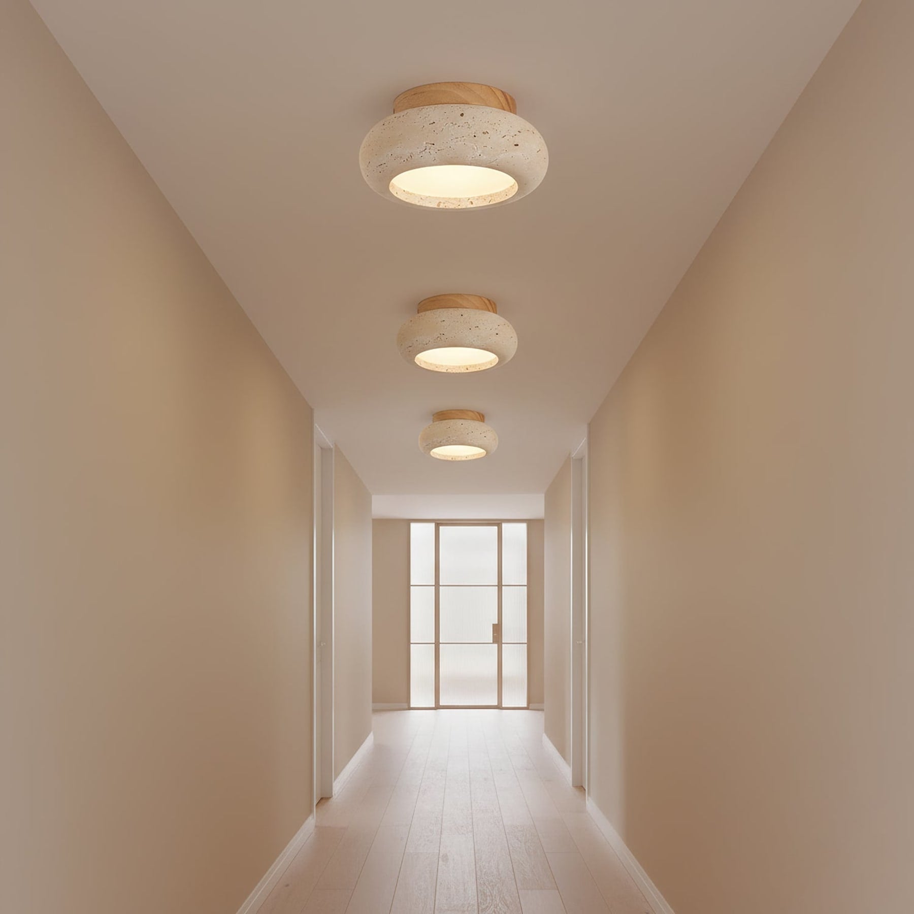 Modern Travertine Flush Mount Ceiling Light — Harbor Light Co.