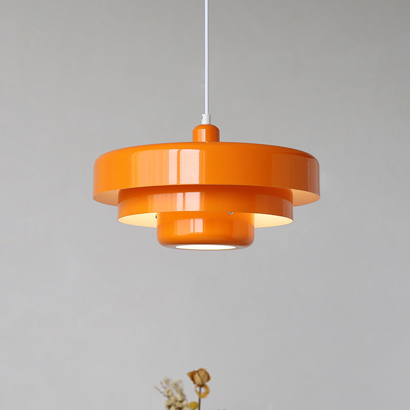 Mid-Century Metal Dining Room Pendant Light with Layered Disc Shade