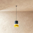 Modern Aluminum Two-Tone Pendant Light With Warm LED Glow in Navy and Yellow — Harbor Light Co.