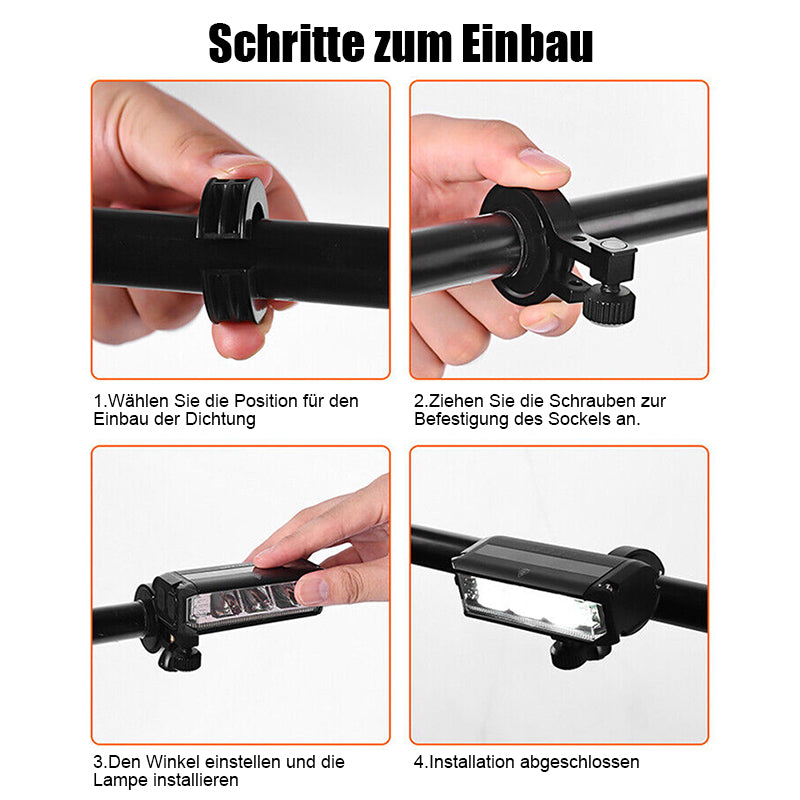 Rechargeable LED Bike Headlight Super Bright Wide Angle Bicycle Front Light with Battery Indicator USB Charging and Waterproof Housing