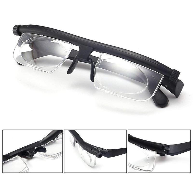 Adjustable Focus Reading Glasses Unisex Variable Dial Lenses Lightweight Frame for Reading and Screen Work