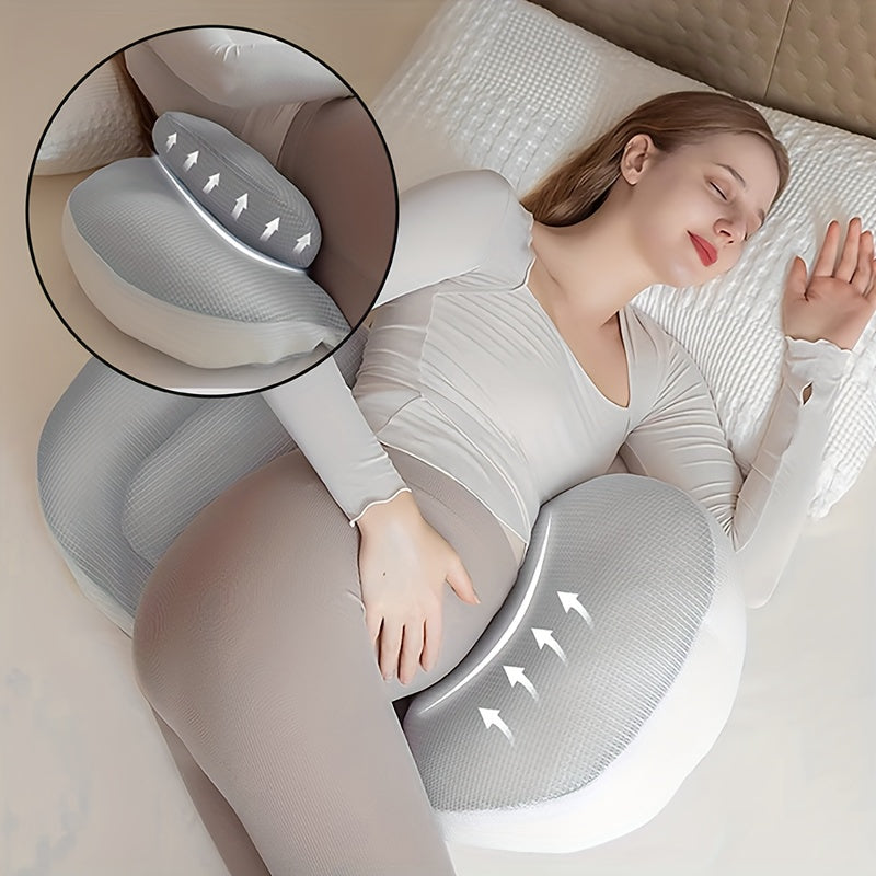 Adjustable Pregnancy Pillow Ergonomic Maternity Wedge Pillow for Belly Back and Hip Support with Strap and Washable Cover