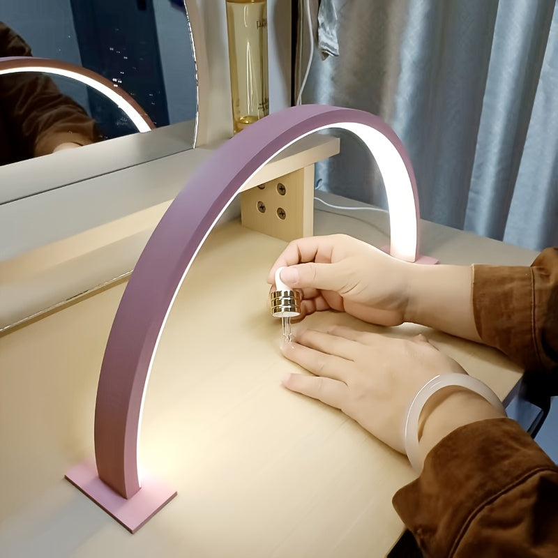 Crescent Moon LED Desk Lamp USB Powered Dimmable Metal Arc Lamp with Adjustable Color Temperature for Home Office and Nail Art