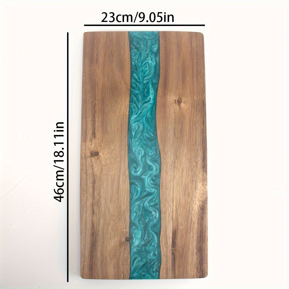 Acacia Wood Cutting Board with Blue Resin River Rectangular Charcuterie and Cheese Serving Board for Kitchen and Entertaining