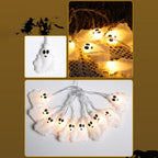 Halloween Ghost Light String Warm White LED Decorative String Lights with Ghost Figures for Party and Outdoor Decoration