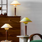 Retro Wood Table Lamp With Fabric Shade for Living Room — Harbor Light Co.