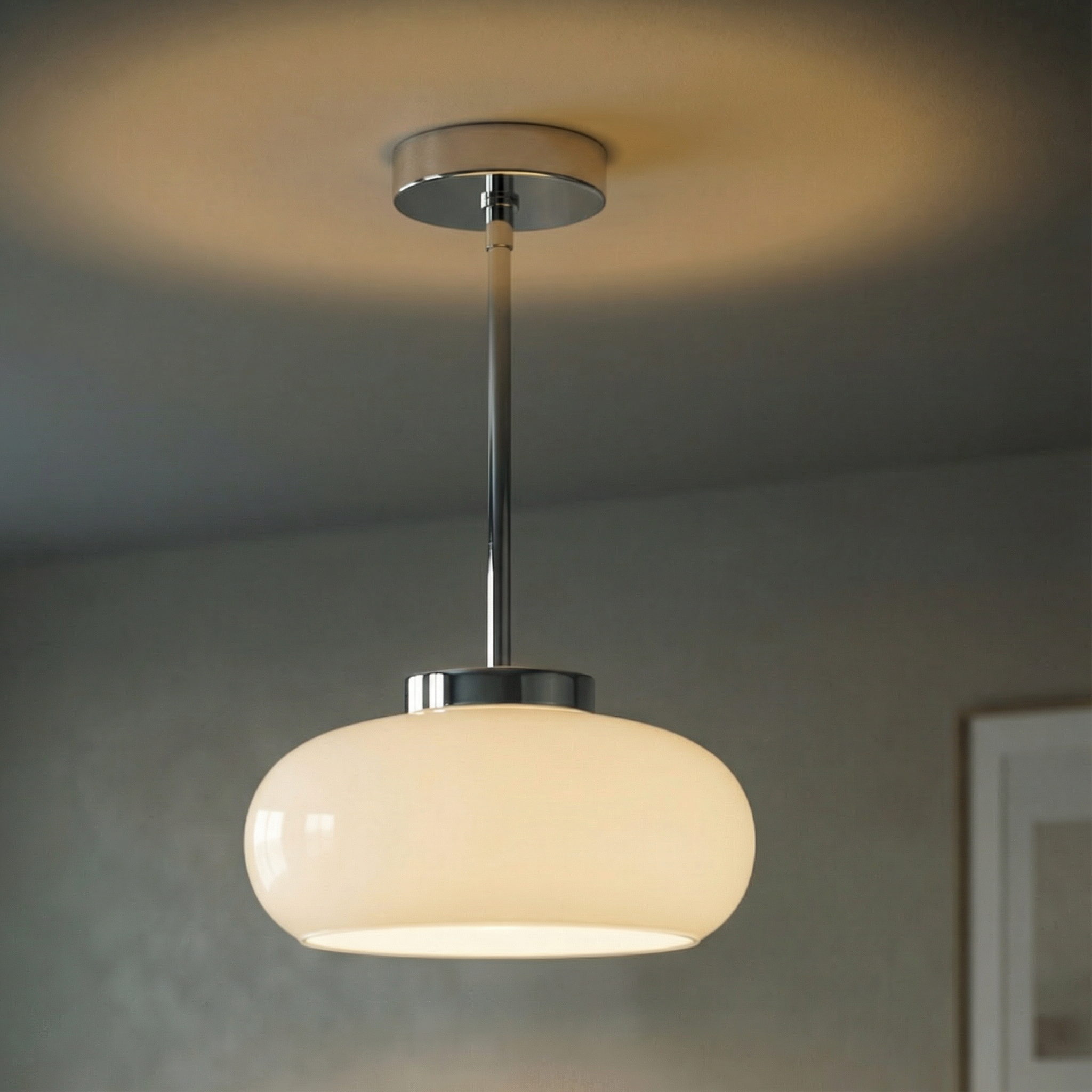 Vintage Glass Ceiling Pendant Light with E27 Socket Semi Flush Mount