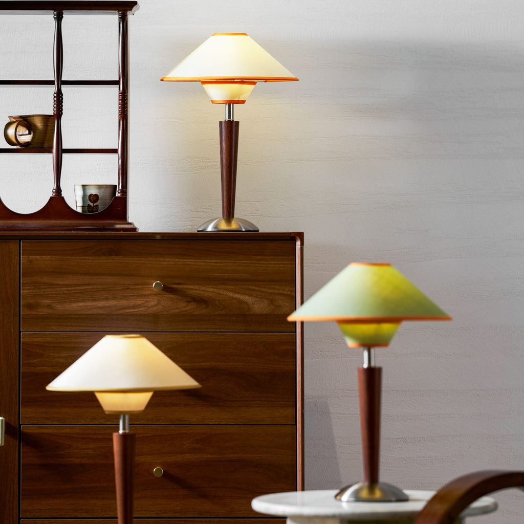 Retro Wood Table Lamp With Fabric Shade for Living Room — Harbor Light Co.