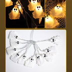Halloween Ghost Light String Warm White LED Decorative String Lights with Ghost Figures for Party and Outdoor Decoration