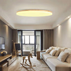 Round Flush Mount Ceiling Light with Wood Rim