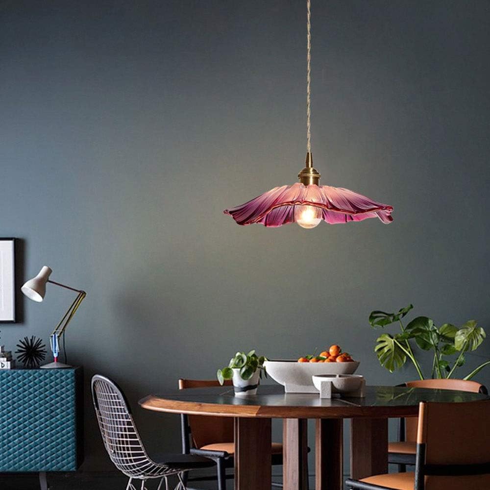Retro Glass Flower Pendant Light with Brass Finish