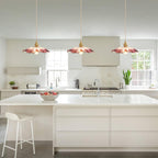 Retro Glass Flower Pendant Light with Brass Finish