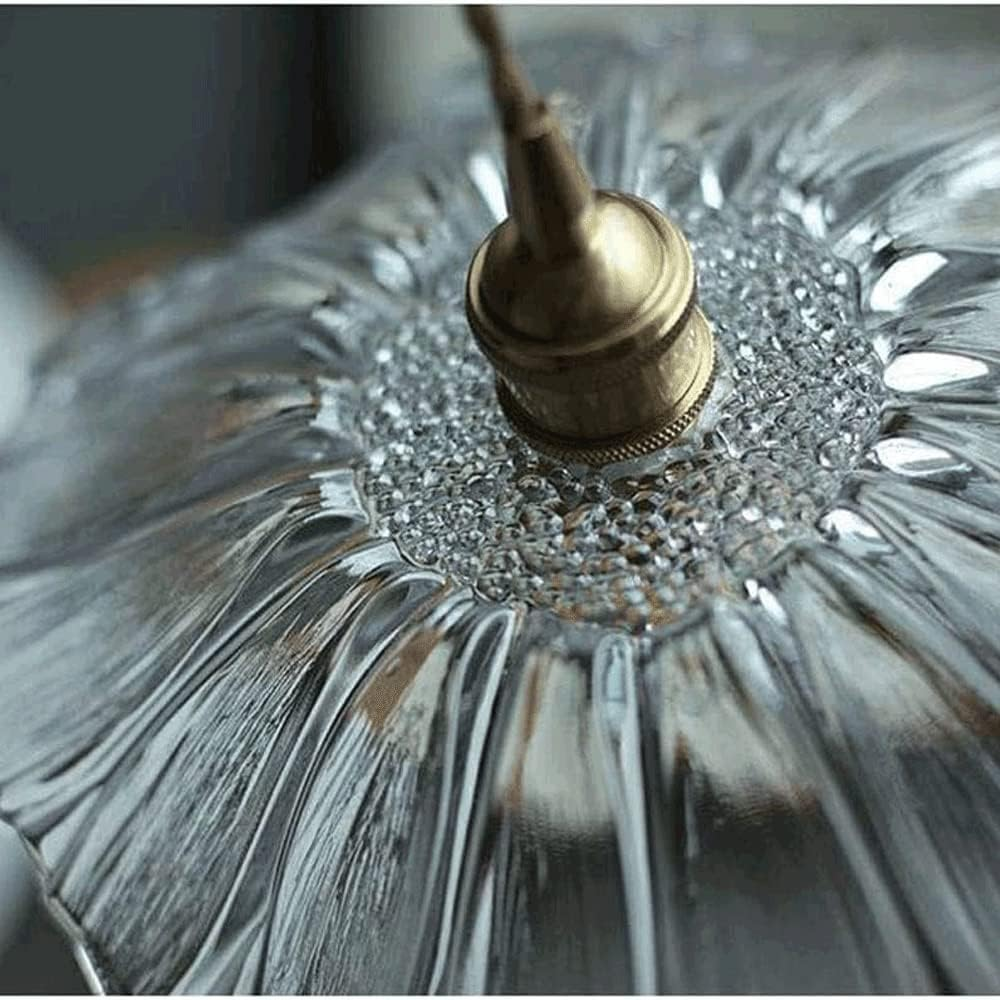Retro Glass Flower Pendant Light with Brass Finish