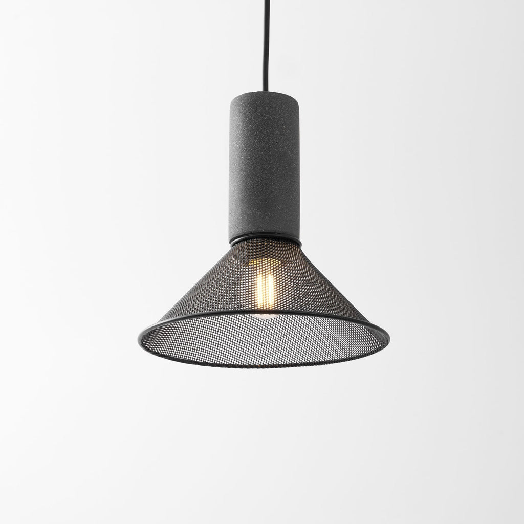 Industrial Wrought Iron Concrete Pendant Light With Warm LED Glow — Harbor Light Co.