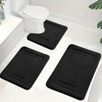 Memory Foam Bath Mat Set Absorbent Non-Slip Bathroom Rugs with U-Shaped Toilet Mat Machine Washable Three Piece Set