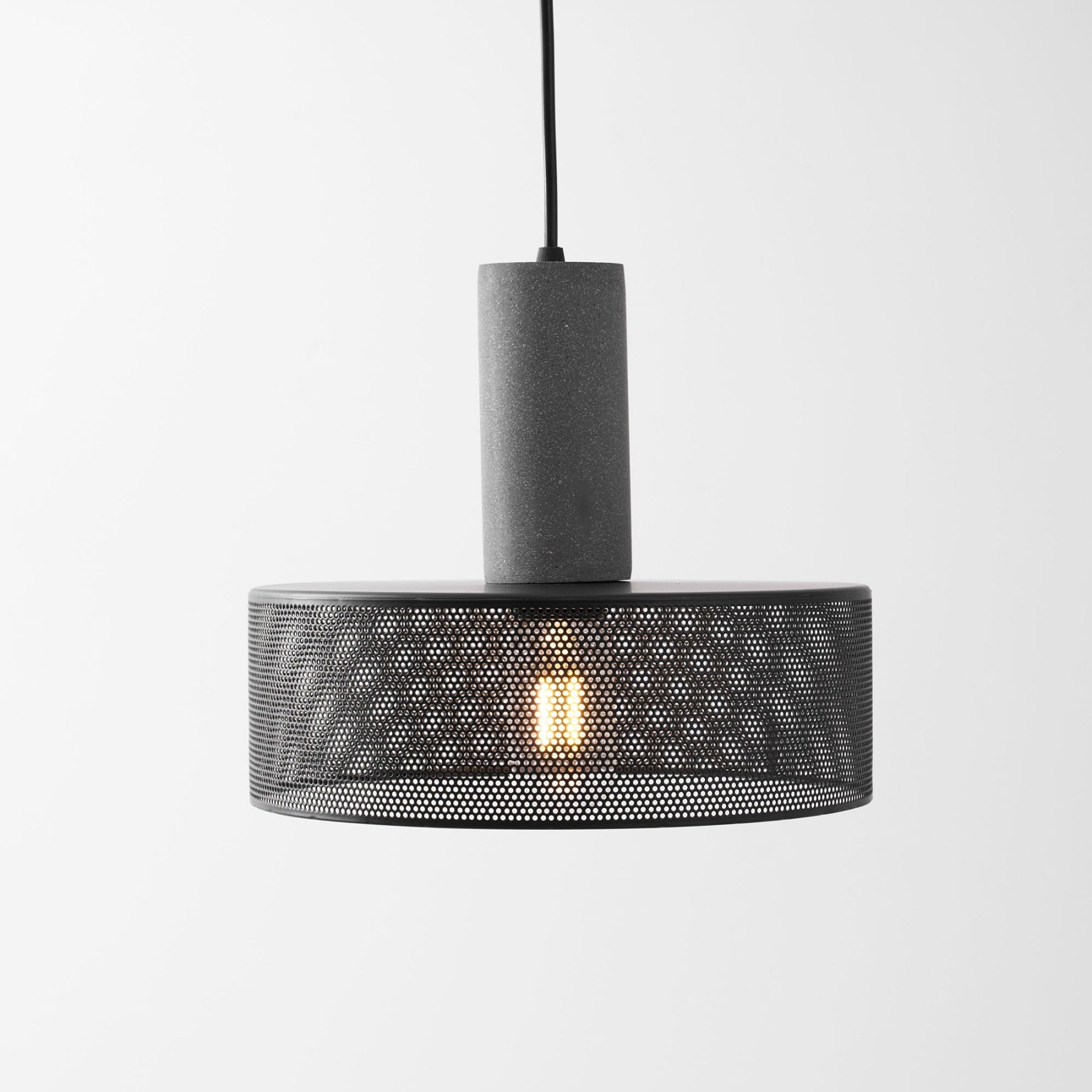 Industrial Wrought Iron Concrete Pendant Light With Warm LED Glow — Harbor Light Co.