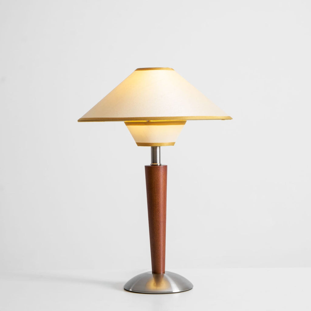 Retro Wood Table Lamp With Fabric Shade for Living Room — Harbor Light Co.