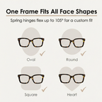 Oversized Square Reading Glasses with Spring Hinges and Blue Light Filter