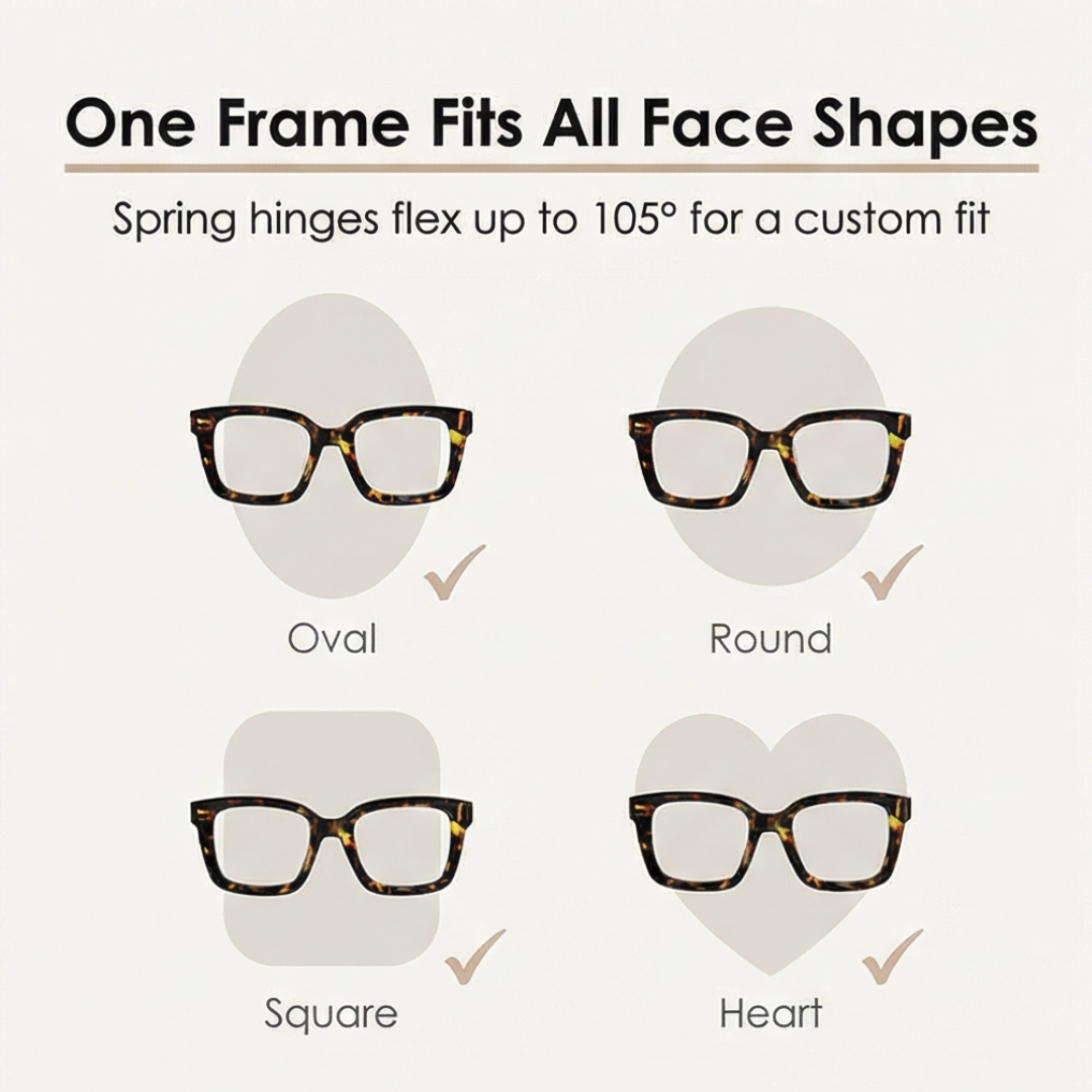Oversized Square Reading Glasses with Spring Hinges and Blue Light Filter