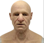 Creepy Old Man Mask Realistic Latex Halloween Mask for Adults Full Head Costume Mask with Movable Mouth for Cosplay and Theater