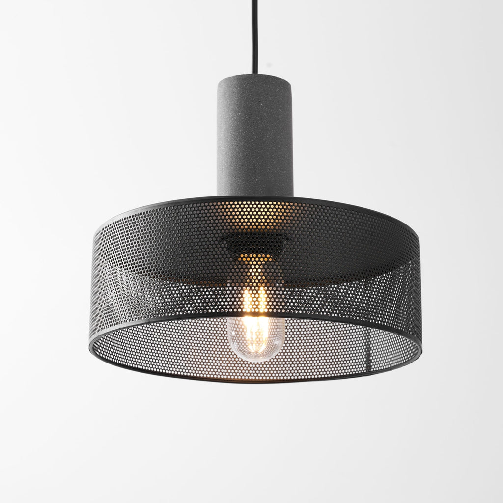 Industrial Wrought Iron Concrete Pendant Light With Warm LED Glow — Harbor Light Co.