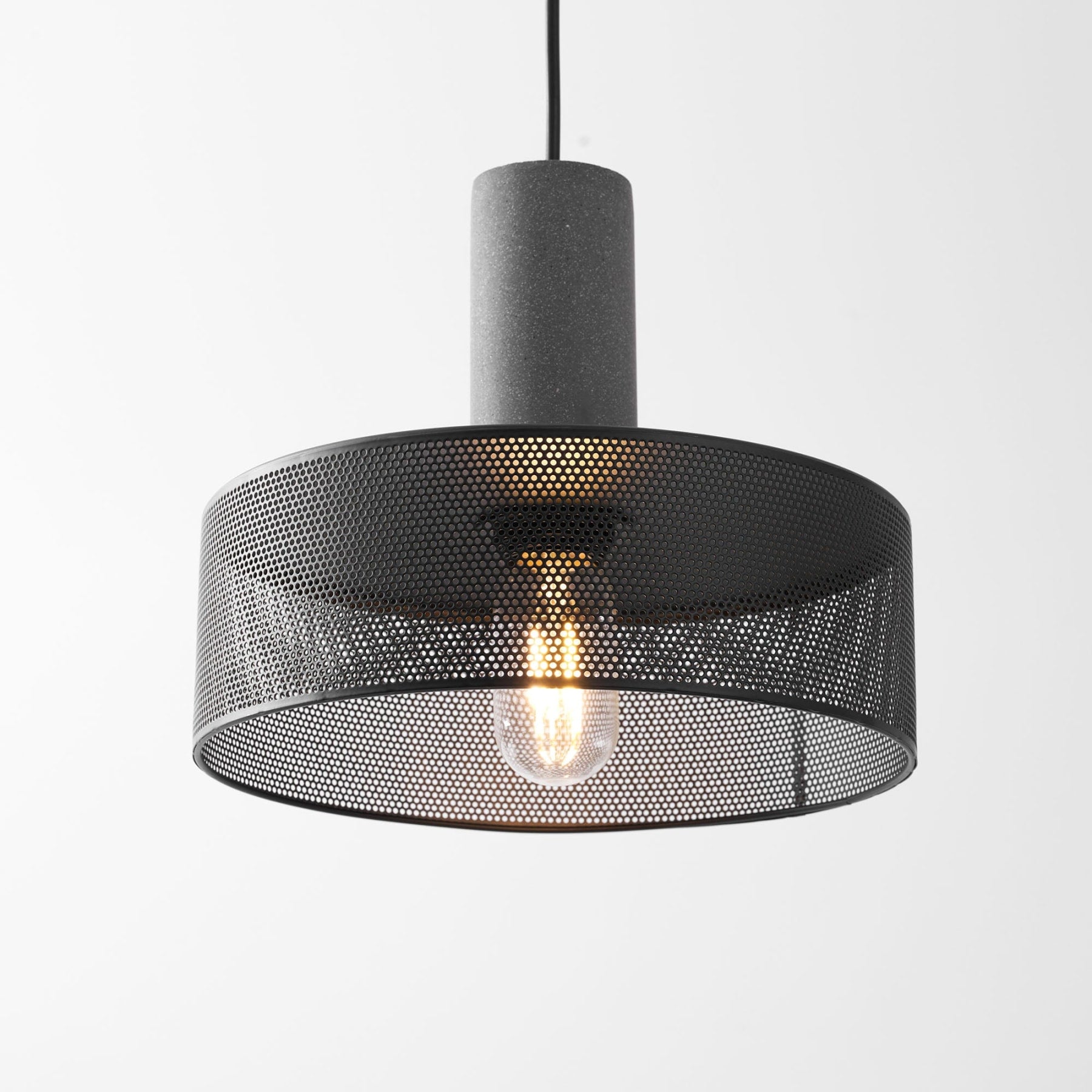 Industrial Wrought Iron Concrete Pendant Light With Warm LED Glow — Harbor Light Co.
