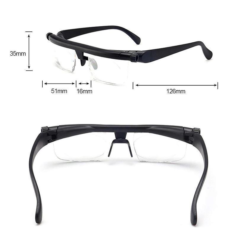 Adjustable Focus Reading Glasses Unisex Variable Dial Lenses Lightweight Frame for Reading and Screen Work