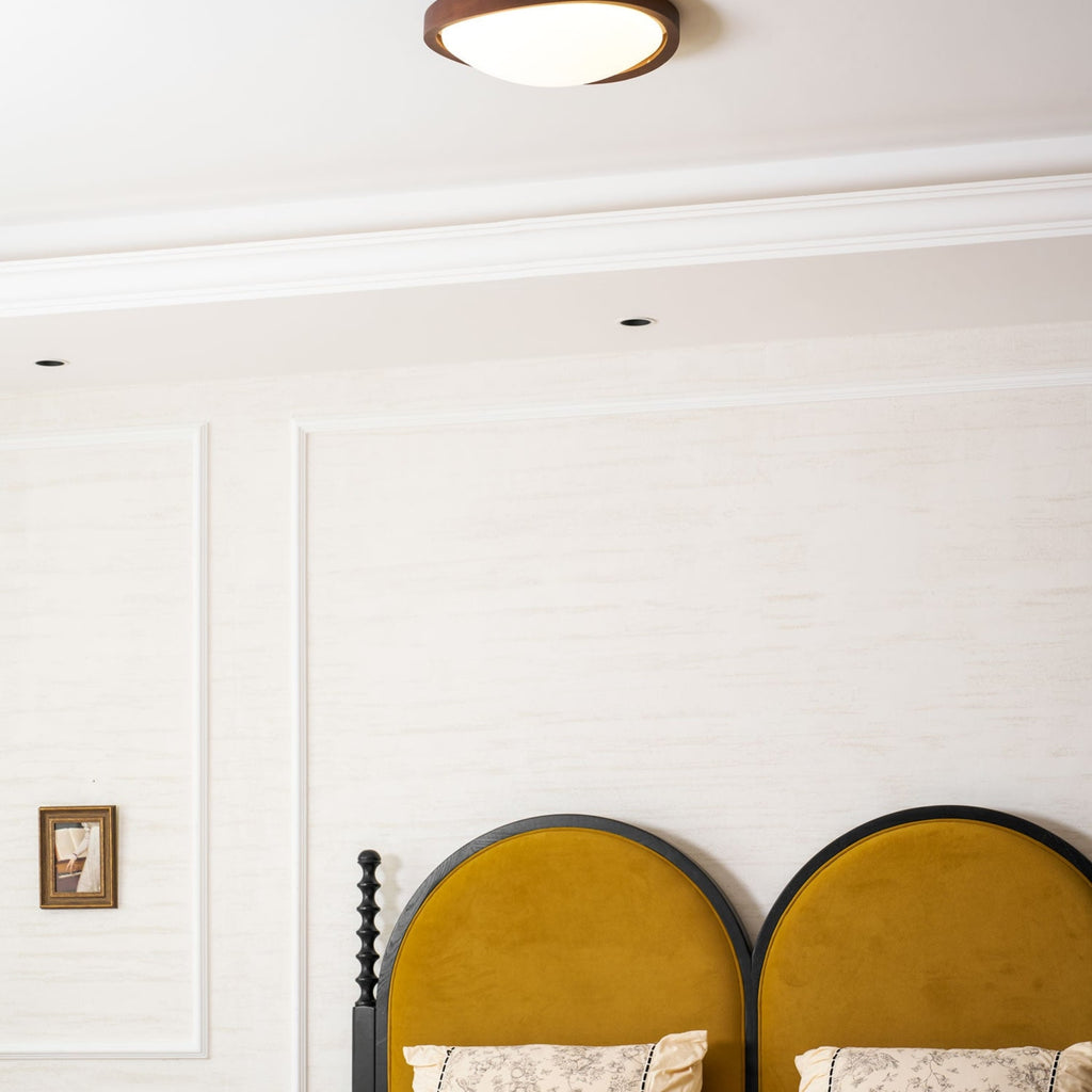 Modern Wood Flush Mount Ceiling Light With Tri-Color Glow — Harbor Light Co.