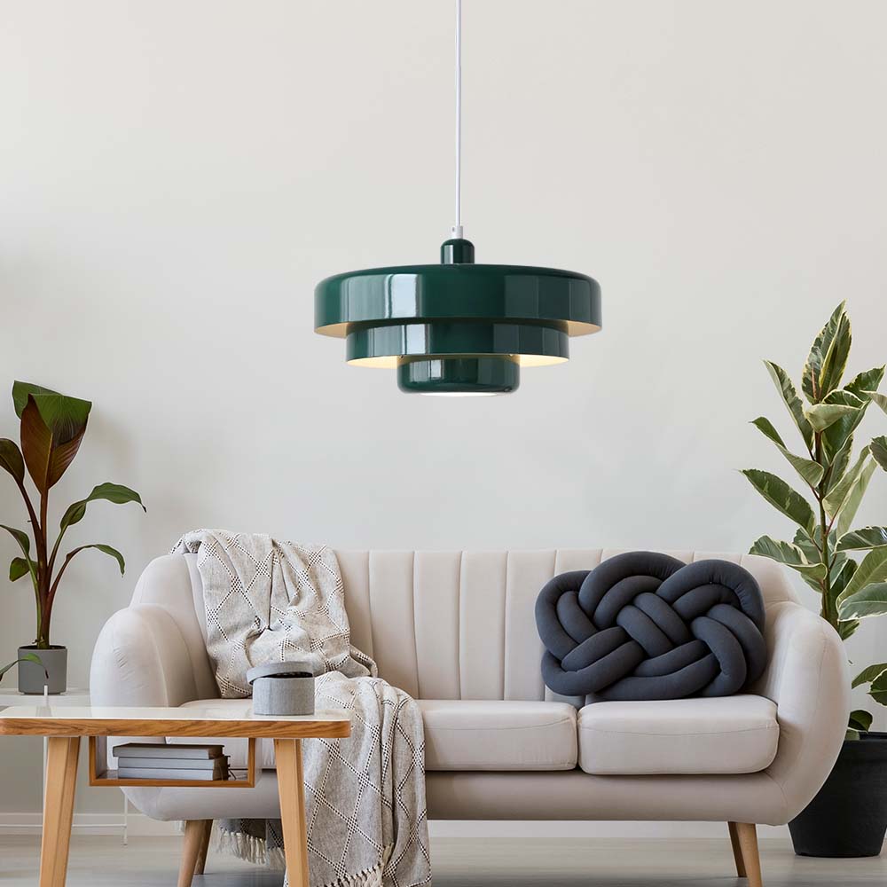 Mid-Century Metal Dining Room Pendant Light with Layered Disc Shade