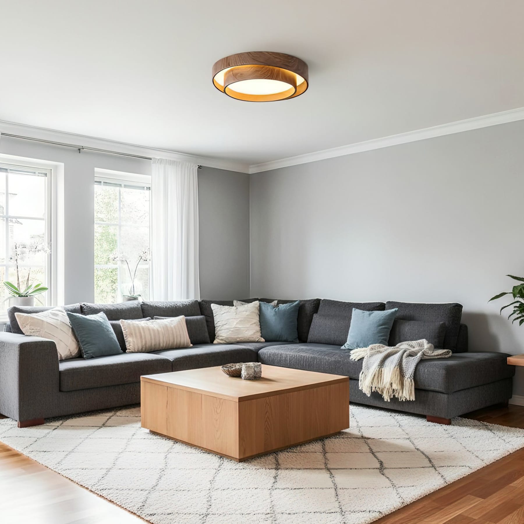 Modern Wood Flush Mount Ceiling Light for Living Room and Bedroom — Harbor Light Co.