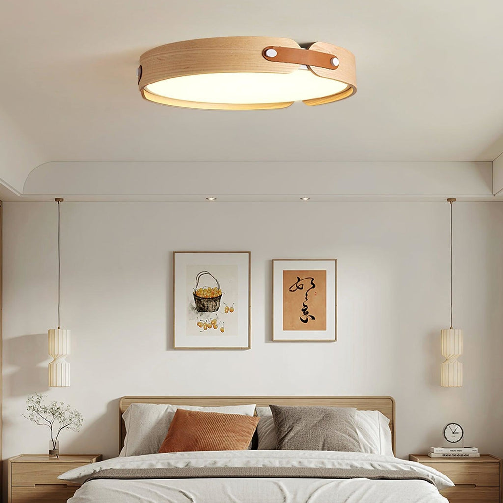 Scandinavian Wood Flush Mount Ceiling Light for Living Room — Harbor Light Co.