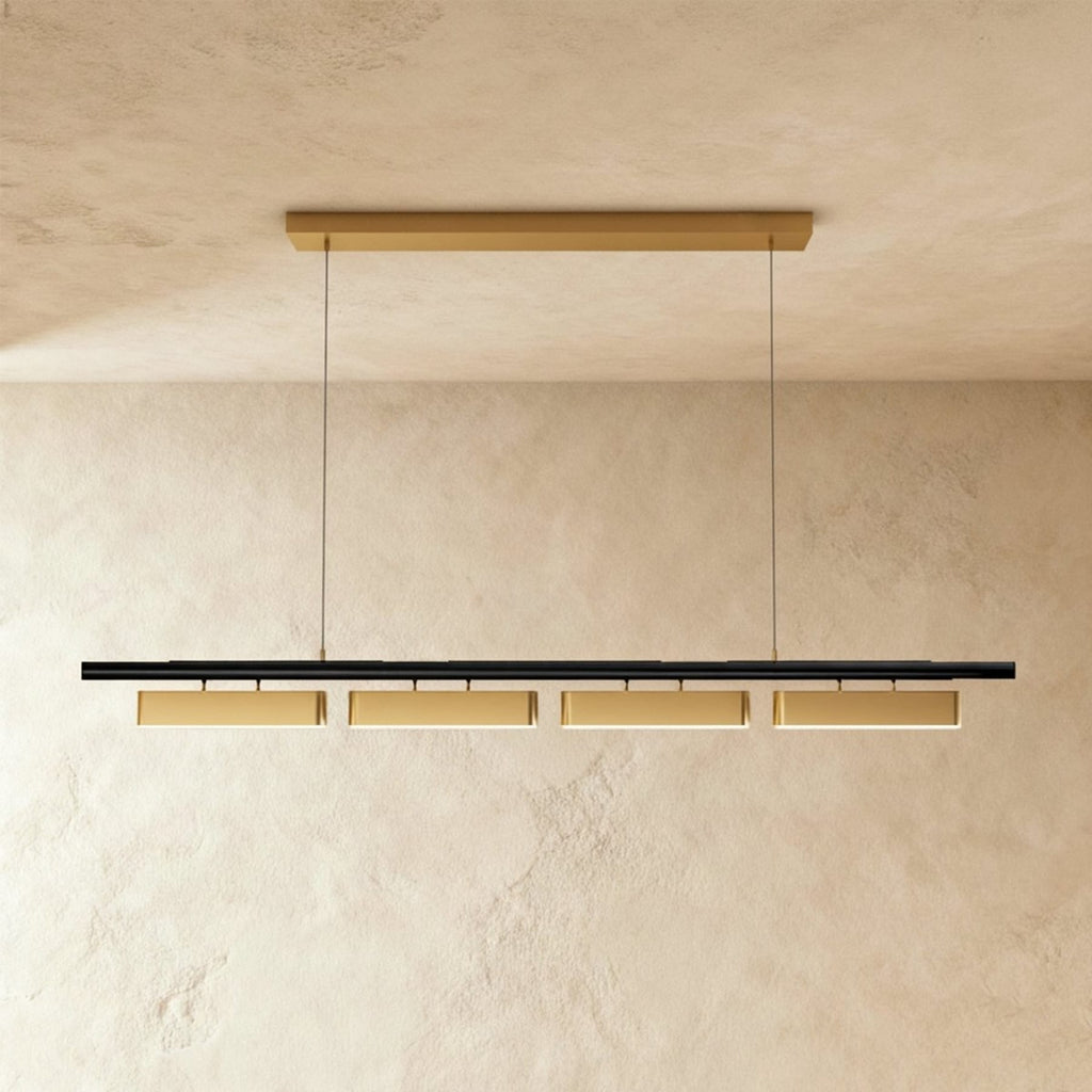 Modern Stainless Steel Linear Chandelier for Dining Room in 4 Heads: L182" (L72 cm) x H4.7"(11.9cm) / 72W — Harbor Light Co.