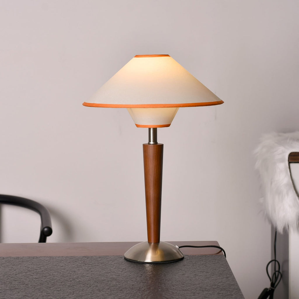 Retro Wood Table Lamp With Fabric Shade for Living Room — Harbor Light Co.