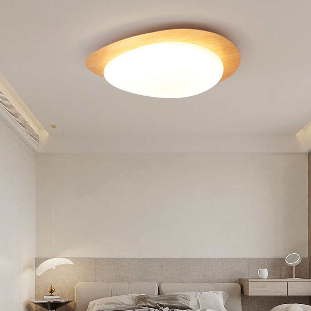 Modern Wood Flush Mount Ceiling Light With Stepless Remote Dimming — Harbor Light Co.