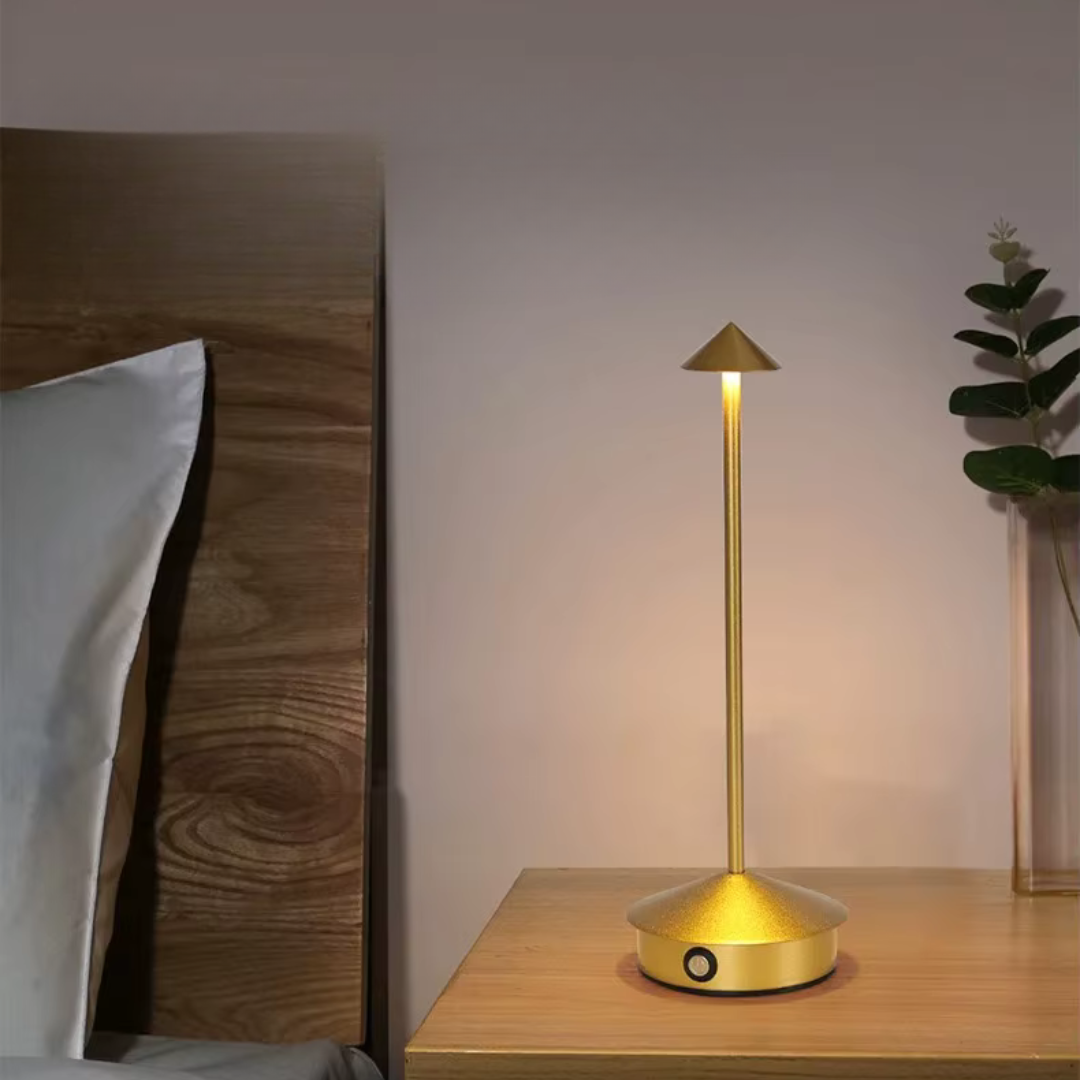 Modern Aluminium Cone LED Light Rechargeable Table Lamp