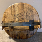 Whiskey Barrel Wall Shelf Rustic Solid Wood Round Bourbon Barrel Head Wall Mounted Display Shelf for Bottles and Glasses