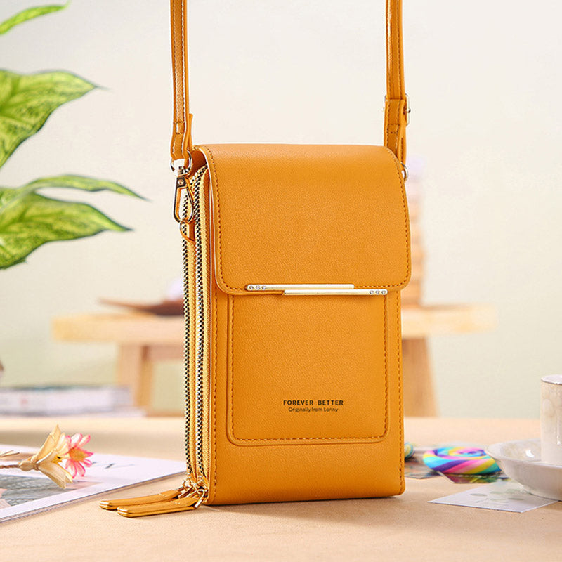 Small Crossbody Phone Bag for Women Anti-Theft RFID Blocking Wallet Purse with Touchscreen Window Card Slots and Adjustable Shoulder Strap