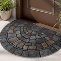 Half Circle Mosaic Door Mat Non-Slip Semicircle Welcome Mat Stone Pattern Indoor Outdoor Entryway Rug