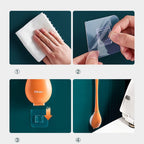 Silicone Toilet Brush with Wall Mounted Holder Flexible Flat Head Bathroom Cleaning Brush Set