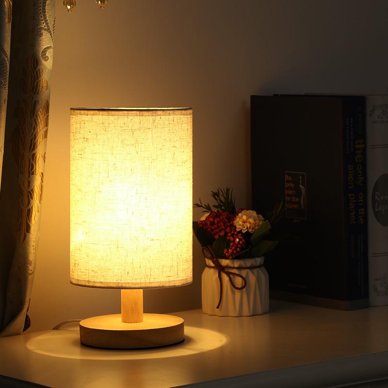 Modern Wood Table Lamp With Linen Shade — Harbor Light Co.