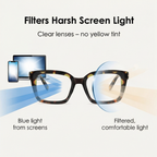 Oversized Square Reading Glasses with Spring Hinges and Blue Light Filter