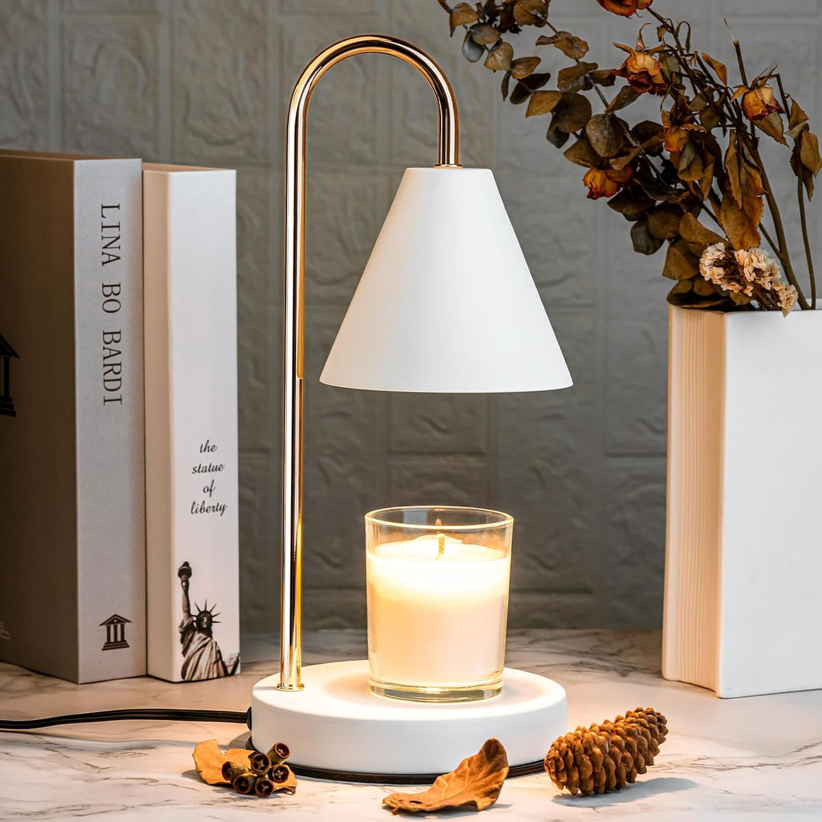 Candle Warmer Lamp Electric Wax Melting Table Light with Dimmer and Timer Flameless Fragrance Lamp for Jar Candles