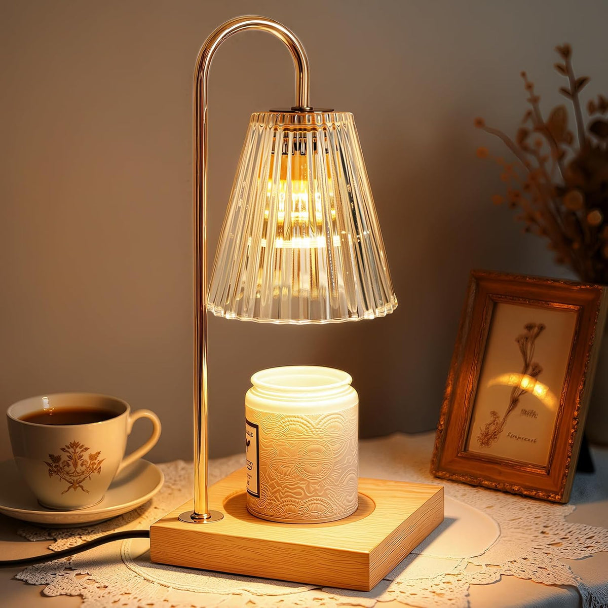 Candle Warmer Lamp Electric Wax Melting Table Light with Dimmer and Timer Flameless Fragrance Lamp for Jar Candles