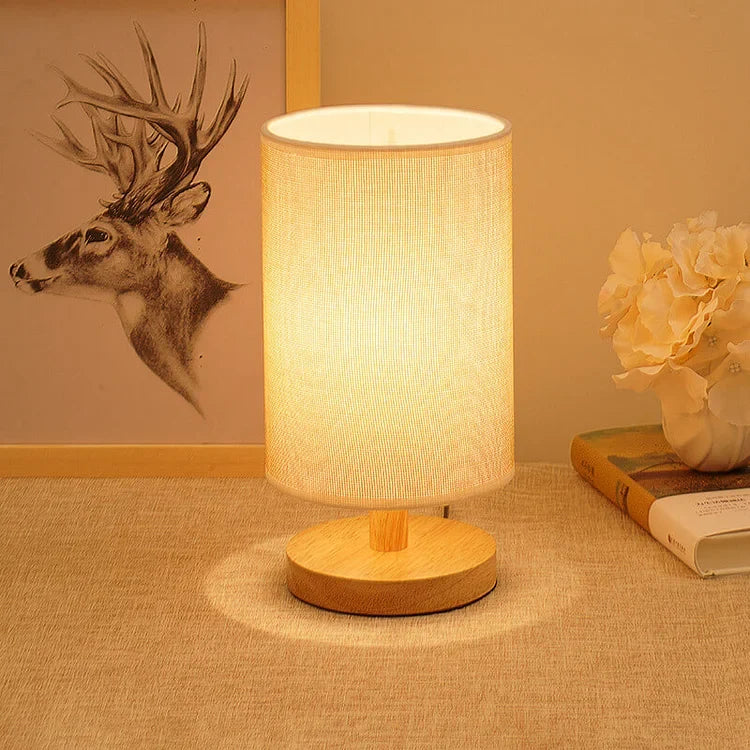 Modern Wood Table Lamp With Linen Shade — Harbor Light Co.