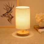 Modern Wood Table Lamp With Linen Shade — Harbor Light Co.