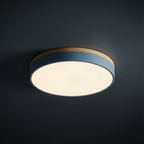 Round Flush Mount Ceiling Light with Wood Trim