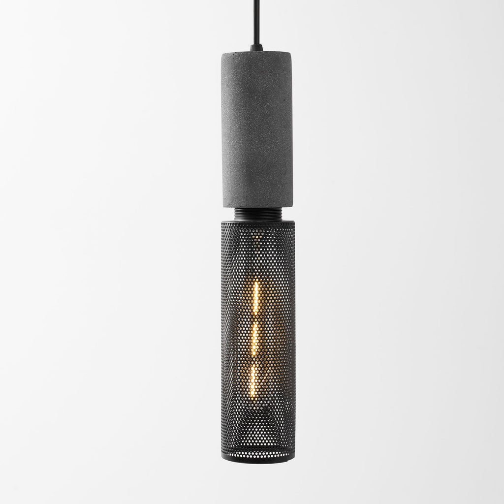 Industrial Wrought Iron Concrete Pendant Light With Warm LED Glow — Harbor Light Co.