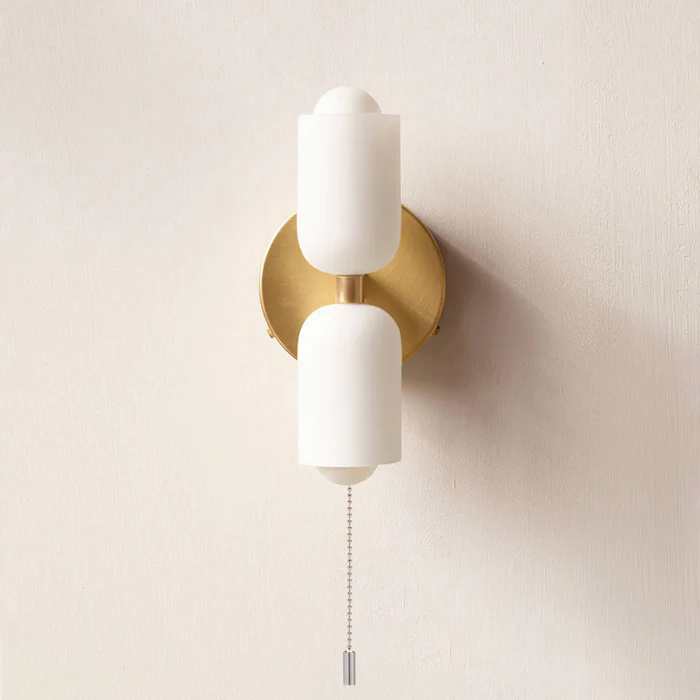 Vintage 2-Light Glass Wall Sconce with Round Backplate